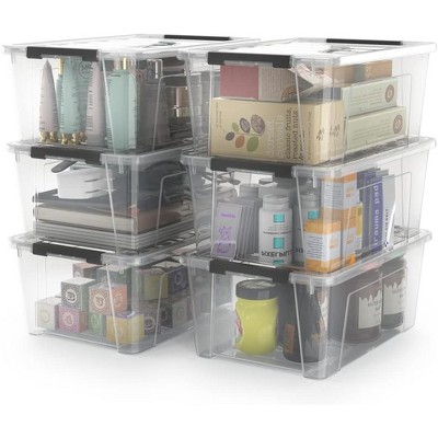Summit Adventure Clear Storage Latch Bins, 6-Pack Storage Organizer Box with Handle and Lids, 5-Litre