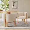 Set of 2 Modern Stylish Boucle Dining Chairs With Wood Legs, Accent Chairs for Living Areas, Stylish Kitchen or Dining Room Chairs-Panipeachy - 2 of 4