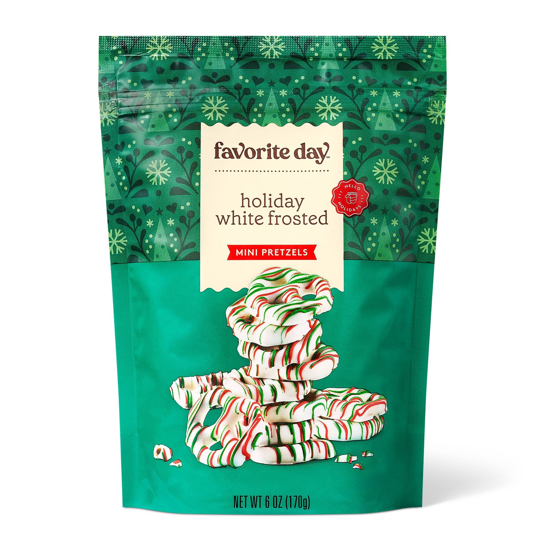 Christmas White Frosted Mini Pretzels - 6oz - Favorite Day™