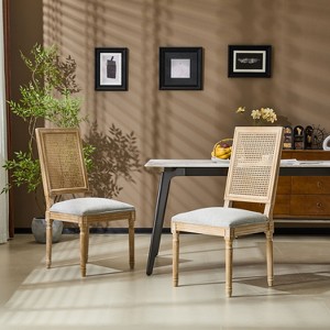 NicBex Vintage French Dining Chairs with Cane Backrest,Rustic Weathered Kitchen Upholstered Chairs,Living Room Chairs,Set of 2 - 1 of 4