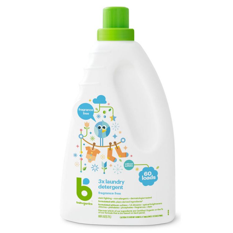 Babyganics 3x Laundry Detergent Fragrance Free - 60 fl oz, 1 of 3