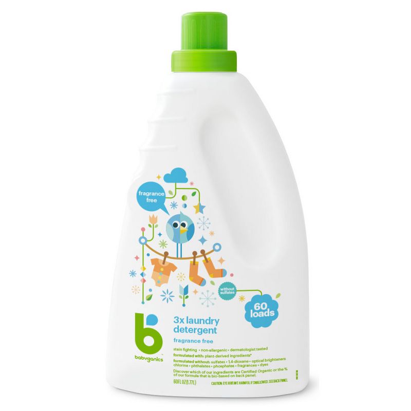Babyganics 3x Laundry Detergent Fragrance Free - 60 fl oz, 1 of 8