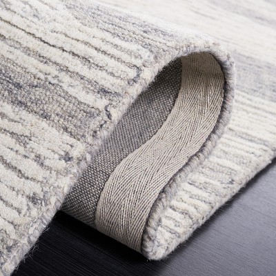 Classic Country Floral 6' Square Gray Hand-Tufted Wool Rug