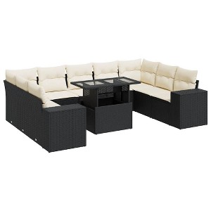 vidaXL Garden Sofa Set Black PE Rattan 10 Piece Set Adjustable Armrests - 1 of 4