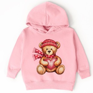 Valentine Teddy Bear Beanie - Toddler Hoodie - 1 of 4