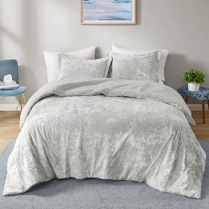 Sapphtopaz 2PCS/3 PCS Crushed Velvet Reversible Comforter Set,Bed Set with 1 Comforter,1/2 Shams,Bedding Set Machine Washable - 1 of 4