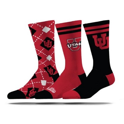 NCAA Utah Utes Economy Knit Crew Socks - 3pk