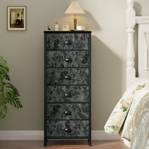 Tall Dresser with 6 Drawers,Vertical End Table and Nightstand for Bedroom, Dorm Bedside Furniture with Fabric Storage Drawer in Living Room,Closet - 1 of 4