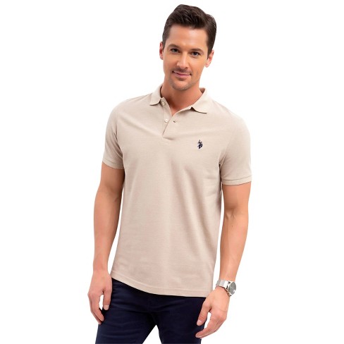 U.s. Polo Assn. Mens Solid Pique Polo With Small Pony Khaki