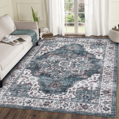 Machine Washable Area Rugs for Living Room Non Slip Non Shedding  Vintage Indoor Carpet
