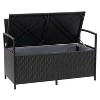 Parksville Patio Storage Bench - Black - CorLiving: Weather-Resistant Loveseat with UV Protection, Seats 2 - 4 of 4