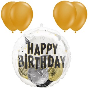 LoonBalloon 20 Inch Black & Gold Large Birthday Balloon with 4 latex balloons- Elegant & Festive - 1 of 3