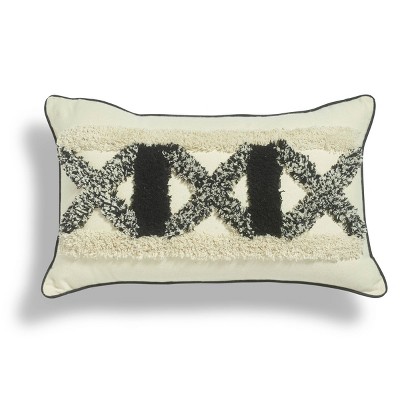 12"x20" X-Factor Boucle Embroidered Throw Pillow Black/White - Sure Fit