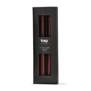 tag Color Studio 12" Traditional Taper Unscented Smokeless Paraffin Wax Candle Plum Purple Set of 4 Burn Time 8 hrs. - 1 of 3