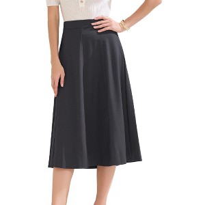 INSPIRE CHIC Women's High Waist Office Work Midi Flared Pleated A-Line Skirts - 1 of 4