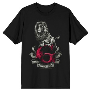Harry Potter Gryffindor Lion Men's Black T-shirt - 1 of 1