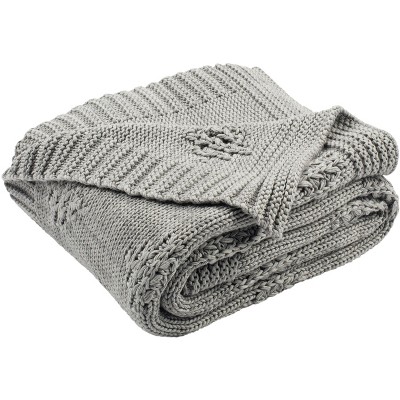 Cozy Knit Throw Blanket - Medium Grey/Light Grey - 50" x 60" - Safavieh