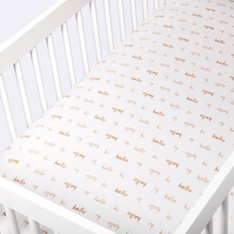 Flannel Fitted Crib Sheet Hello Script - Cloud Island&#8482;, 4 of 7