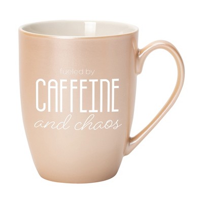 Elanze Designs Fueled By Caffeine And Chaos Precious Pearl 10 ounce New Bone China Coffee Cup Mug