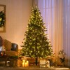 HOMCOM 6ft Prelit Artificial Christmas Tree Holiday Decoration with Warm Yellow Clear Lights, Auto Open, Wide Shape, Extra Bulb - 2 of 4
