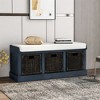 XINGHANZHENXUAN Entryway Bench with 3 Rattan Baskets & Cushion, No Assembly Needed, 220lb Capacity - 4 of 4