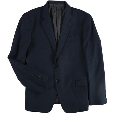 Armani Mens Texture Solid Two Button Blazer Jacket, Blue, 38 Short