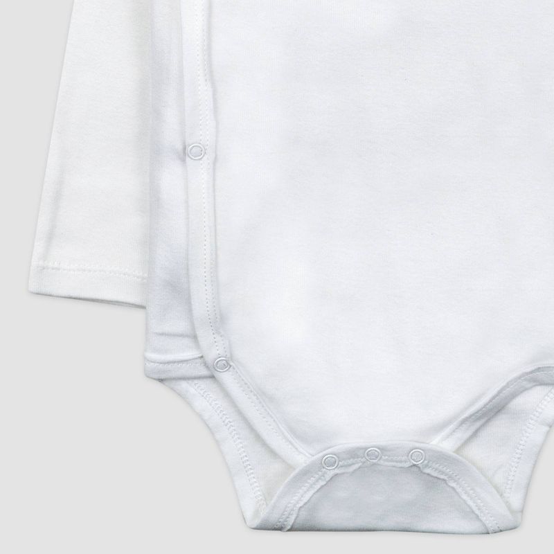 Honest Baby 3pk Organic Cotton Long Sleeve Duster Bodysuit - White, 3 of 5