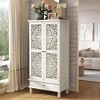 Bella Depot 55'' Rustic Tall Storage Cabinet with Drawer, Decorative 2-Door Carved Wood Accent Cabinet - 4 of 4