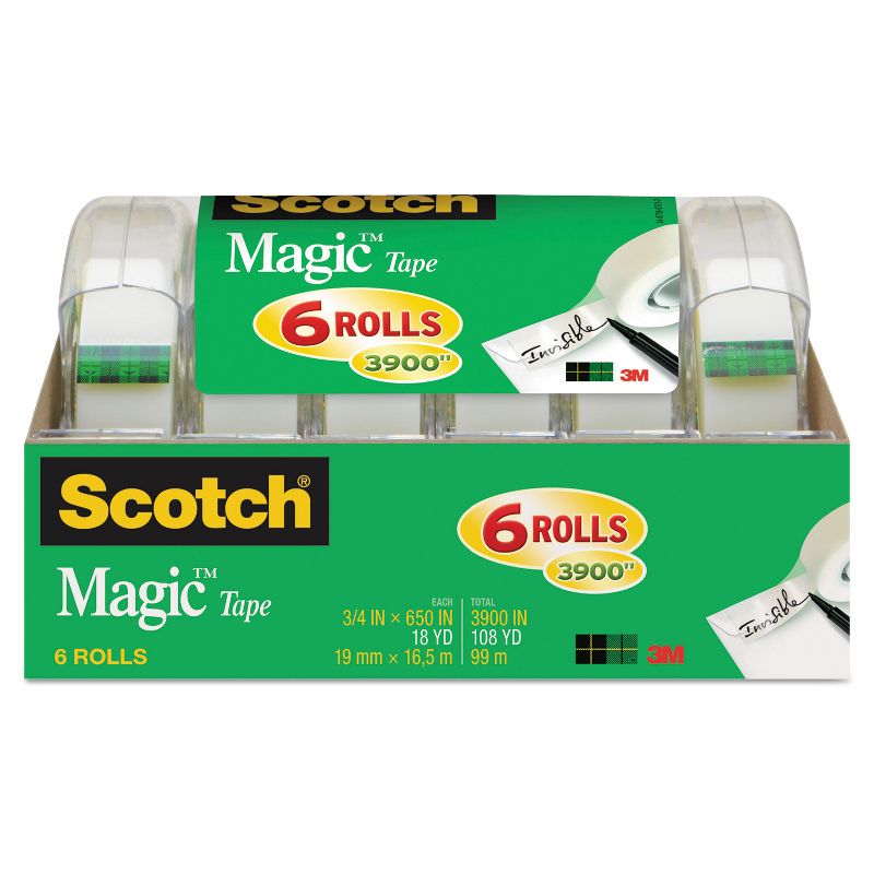 Scotch Magic Tape & Refillable Dispenser 3/4" x 650" 1" Core Transparent 6/Pack 6122, 3 of 10