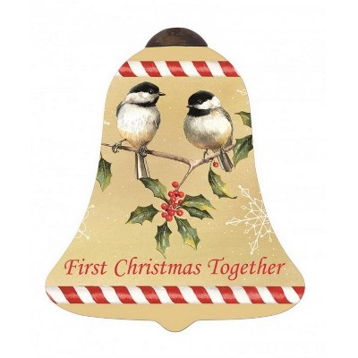 NeQwa 4.5" "First Christmas Together" Hand-Painted Blown Glass Christmas Ornament - Brown/Red