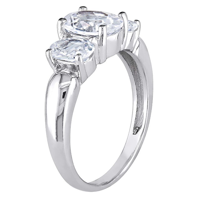 3 1/2 CT. T.W. Simulated White Sapphire 3 Stone Ring in Sterling Silver, 3 of 5