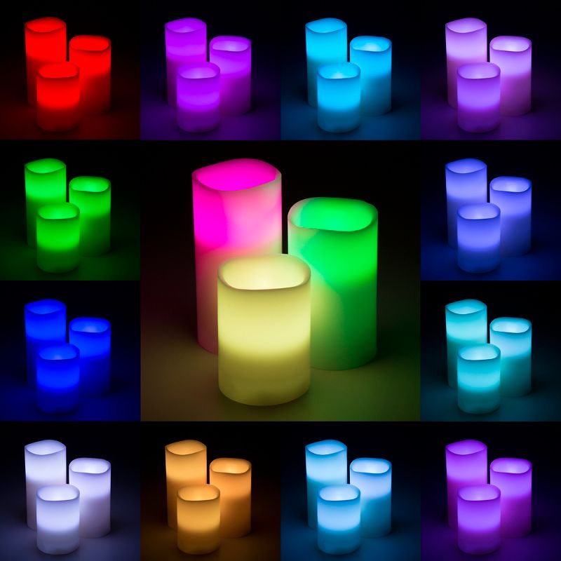 Lavish Home Flameless LED Candles - Set of 3 Battery-Operated Real Wax Pillars with Remote Control, 5 of 6