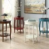 Vynxaria Teal Round Side Table: Wooden Top with Bottom Shelf, Sturdy Cabriole Legs for Living Room Decor - 3 of 4