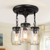 LNC Aries 3-Lights 11.8-in Oil Rubbled Bronze Mason Jar Farmhouse LED Semi-flush Mount Lights - 2 of 4