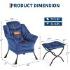 Lazy Chair with Ottoman, Modern Lounge Accent Chair, Leisure Sofa Armchair with Footrest, Reading Armchair with Side Pocket, Plush Pink - 2 of 4