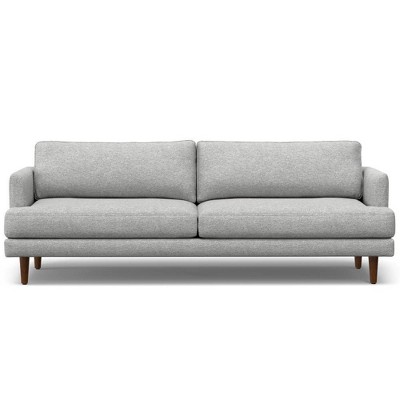 Chloris 90" Mist Grey Fabric Mid-Century Sofa with Wood Legs