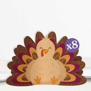 Big Dot of Happiness 3D Thanksgiving Turkey Centerpiece Table Decorations, Freestanding Fall Friendsgiving Party Decor, Turkey Centerpieces - 8 Count - 1 of 4