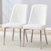 Gulches White Silver Breathable PU Leather Modern Dining Chair with Sturdy Metal Legs Set of 2 - 2 of 4