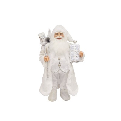 Season's Designs 18In Aa White Glittery Coat Santa