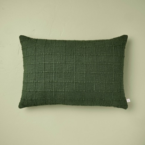 Textured Grid Throw Pillow Dark Green - Hearth & Hand™ with Magnolia - image 1 of 4