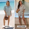 EXLURA Womens Summer 2 Piece Sets Casual Short Sleeve Striped Shirts Shorts Matching Sets Vacation Cruise Beach Outfits 2025 - 2 of 4