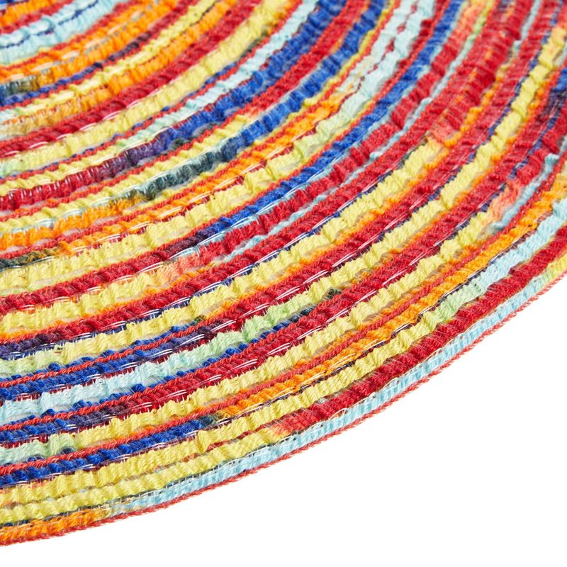 Colorful 15" Round Braided Fabric Placemats Set of 8 Dining Table Mat for Kitchen Party Decor, 5 of 9