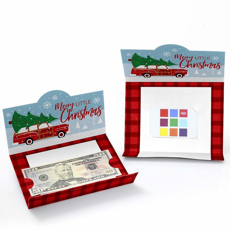 Big Dot of Happiness Merry Little Christmas Tree - Red Truck and Car Christmas Party Money and Gift Card Holders - Set of 8, 2 of 5