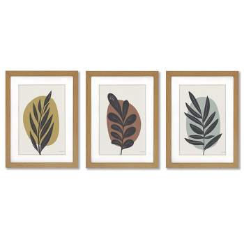 Americanflat Boho Minimalist Mid Century Botanicals By Becky Thorns - 3 Piece Gallery Framed Print Art Set -Matted