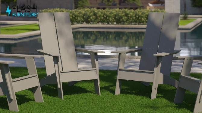 Flash Furniture Set of 2 Sawyer Modern All-Weather Poly Resin Wood Adirondack Chairs, 2 of 13, play video