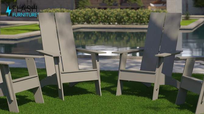 Flash Furniture Set of 2 Sawyer Modern All-Weather Poly Resin Wood Adirondack Chairs, 2 of 11, play video