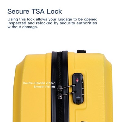 Yellow 3 Piece ABS Hard Shell Spinner Luggage Set