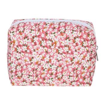 Unique Bargains Lightweight Flower Cosmetic Bag Pink 1 Pc