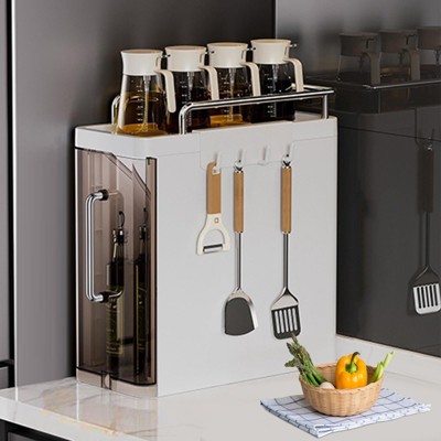 Multifunctional Spice Rack Household Flip Storage Cabinet Drawer-Type Spice Storage Rack Independent Food Storage Cabinet for Kitchen Restaurant