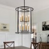 LLHZSY Black Glass Drum Chandeliers for Dining Room Hight Ceiling Living Room - W17.72" - 3 of 4